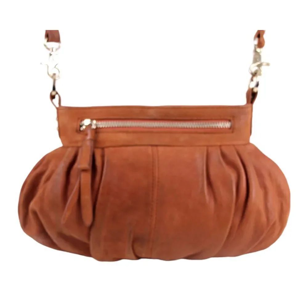 Junior Drake BROWN GENUINE LEATHER MEDIUM X-BODY SHOULDER BAG HANDBAG PURSE